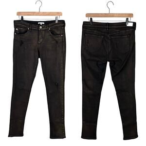 Dear John Joyrich Comfort Skinny Black Coated Copper Mid Rise Stretch Jeans